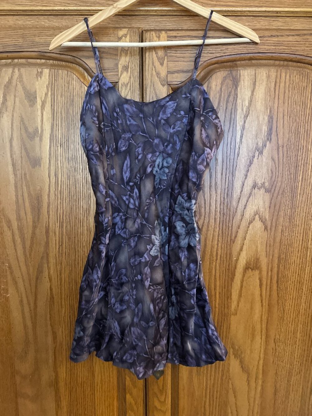 Victoria's Secret Sheer Floral Slip Dress in Deep Purple and Black